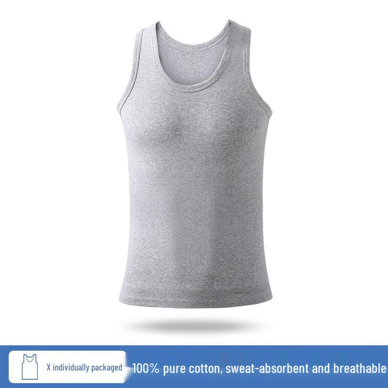 

Мужская всесезонная майка из чистого хлопка, повседневная нижняя майка 4XL (recommended for 160-180 jin) серый