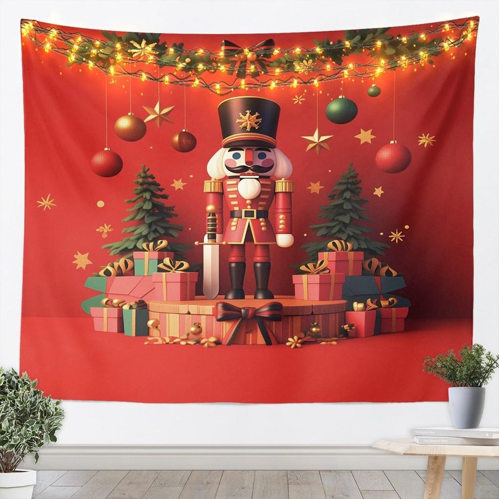 Christmas Nutcracker Tapestry for Bedroom Aesthetic Botanica Garden Wall Tapestry Aesthetic Soldier Royal Guarder Tapestries