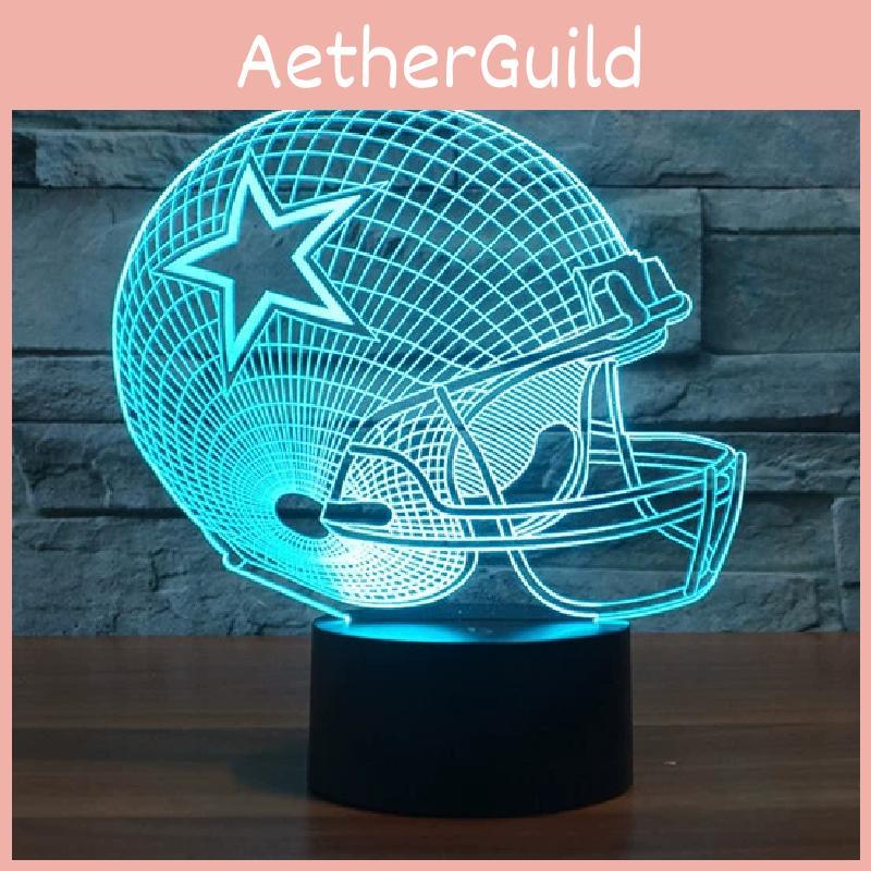 Rugby-Kappe Muster 3D LED Nachtlicht mit Touch-Steuerung für Heimdekoration Geschenk