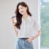 Taluoman Women's Short Sleeve Doll Collar Blouse
