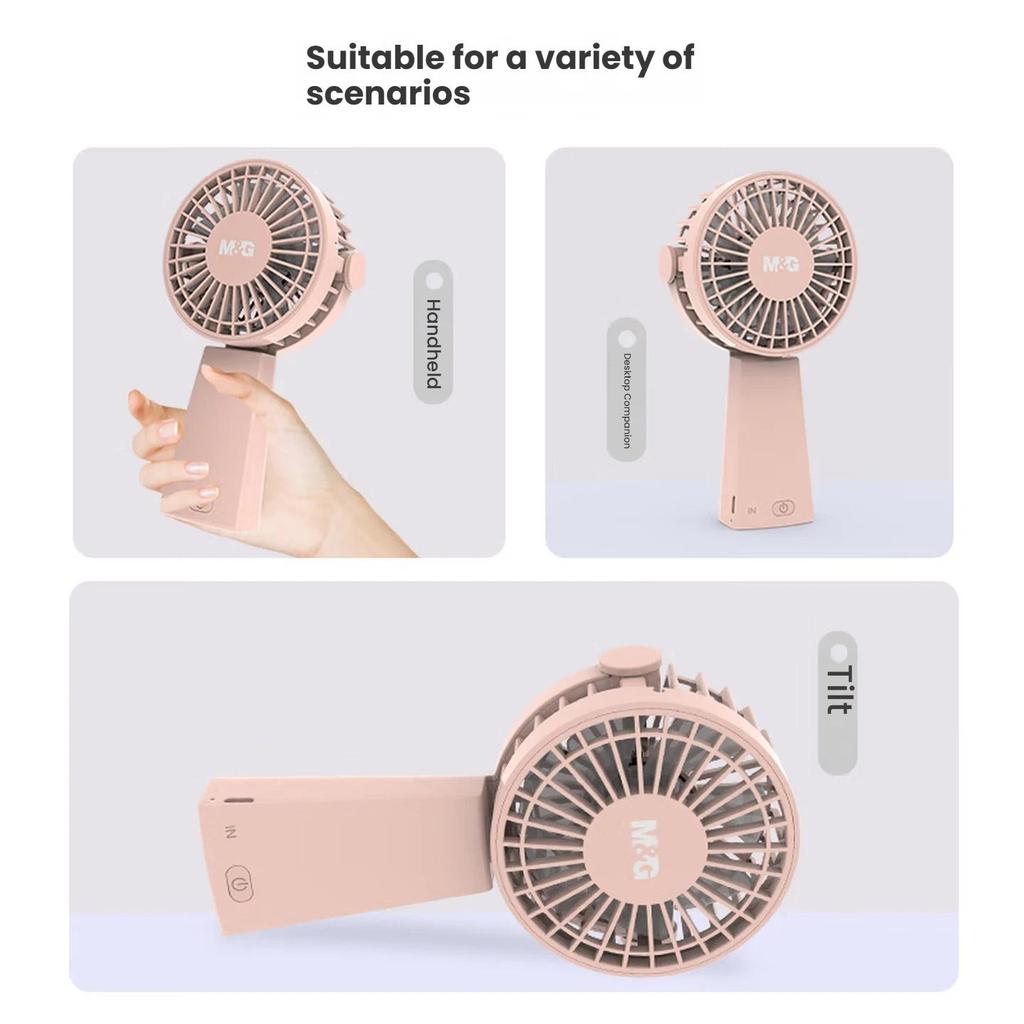 M&G Mini Fan, Desktop Handheld Mini Fan, Portable USB Fan, Summer Quiet Fan Home Office Use, Pink