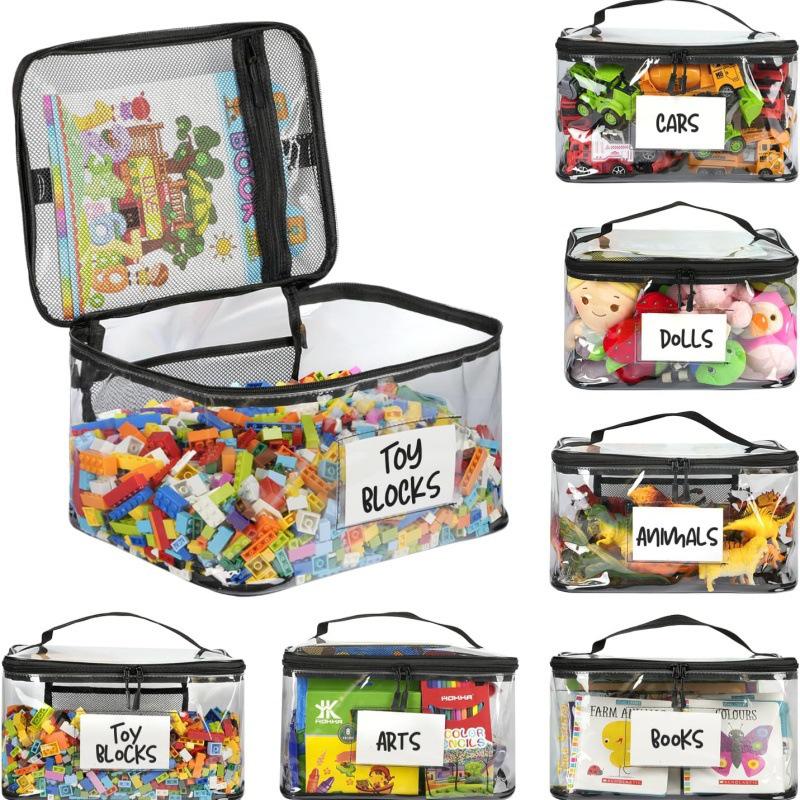 Lego-Compatible Building Blocks Storage Bucket with Wood Toy Classification