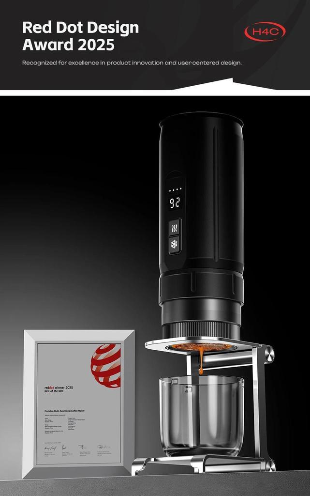 New HiBREW New Portable Espresso Coffee Machine for Car & Home Camping Coffee Maker Fit Nespresso Dolce Capsule Powder H4C