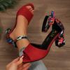 New Large-sized Chunk-heeled Women's Shoes with Buckles and High-heeled Sandals