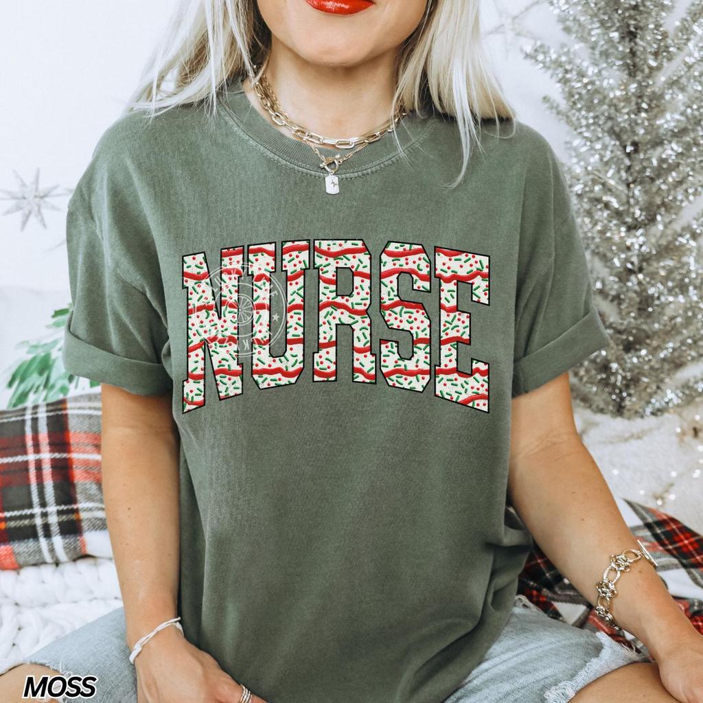 Christmas Nurse Shirt, Merry Nurse TShirt, Cute Nurse Shirt, New Nurse Gift, Christmas Tree Cake, Winter Shirt, Holiday Tee