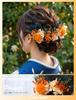 [FLORAL DATE] Hair Ornament Set for Coming-of-Age Ceremony, Furisode, Graduation Ceremony, Hakama, Preserved Flowers, Dried Flowers, Orange & Yellow,