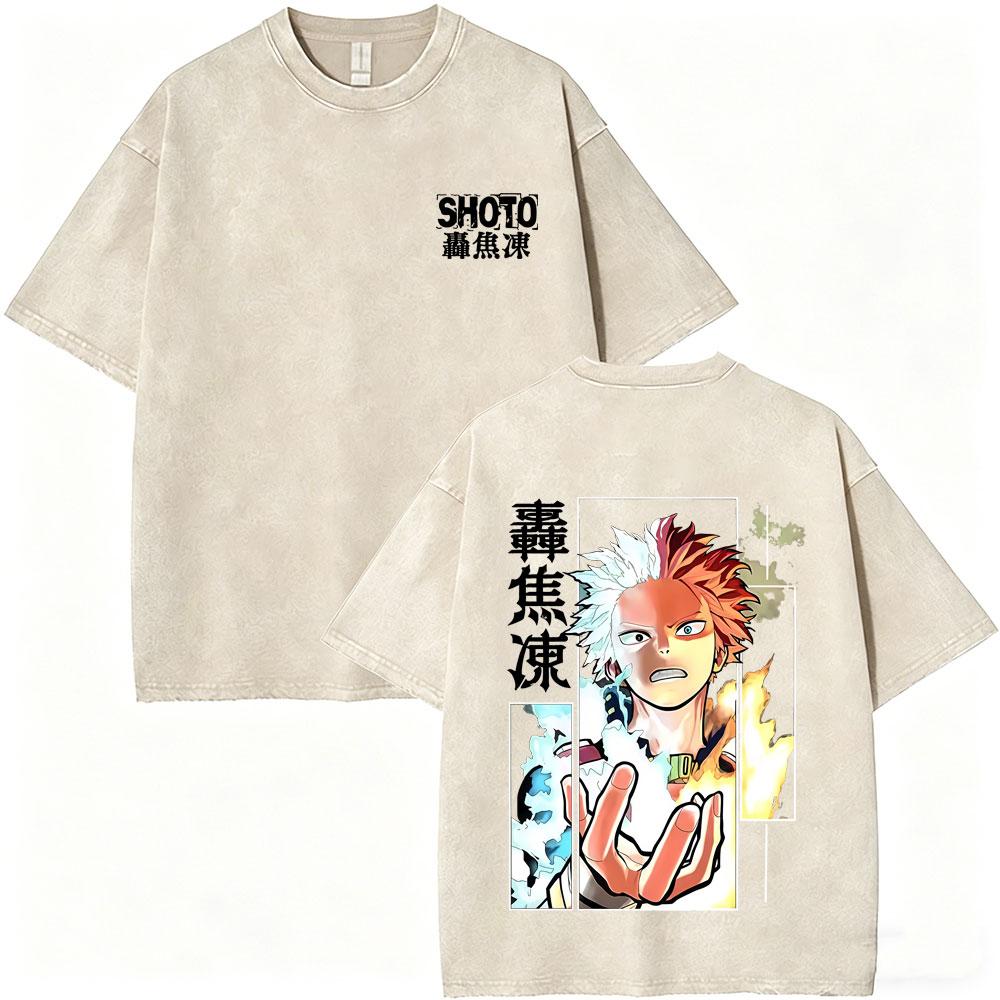 Washed Vintage Anime My Hero Academia Midoriya Izuku and Bakugou Katsuki Merch T Shirt Men Women Casual Retro Oversized Tshirts