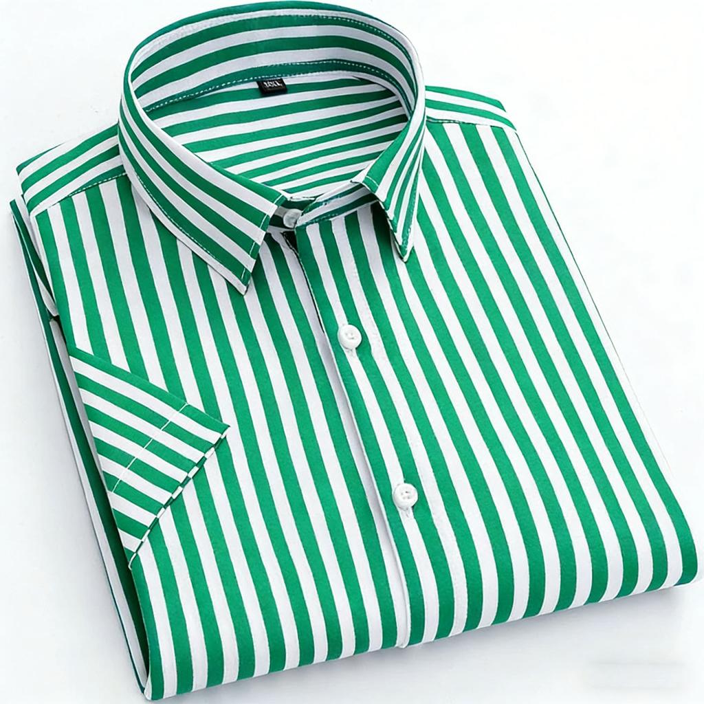 9 Colors Men's Short Sleeve Shirts Striped Business Shirts Formal Shirts Daily Wear Large Sizes XS-6XL