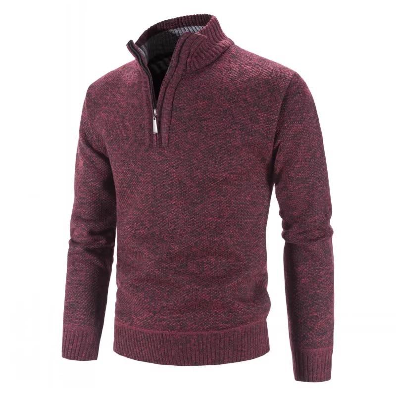 Herbst Winter Dicker Strickpullover Herren Pullover Einfarbig Reißverschluss Stehkragen Slim Fit Strickpullover Herren Kausaler Pullover Mann