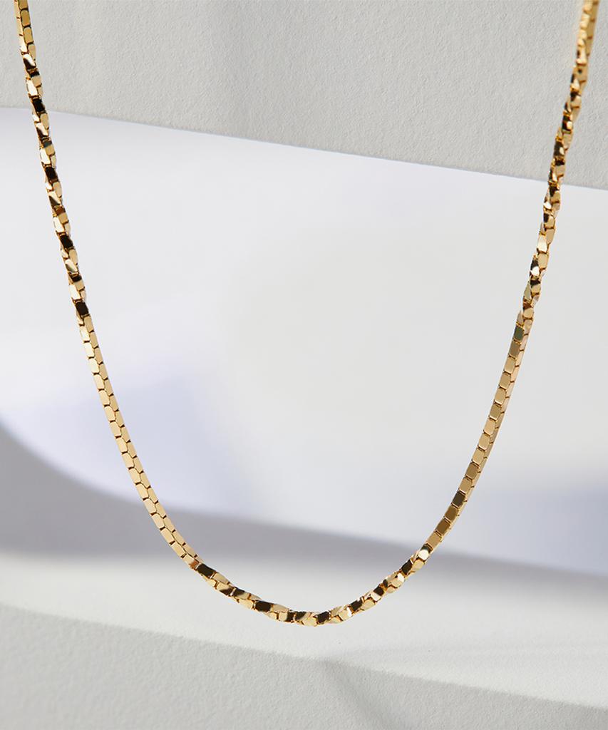 Helene Jewelry 14K 18K Plain Box Half Tri-Chain Gold Necklace (Type B)