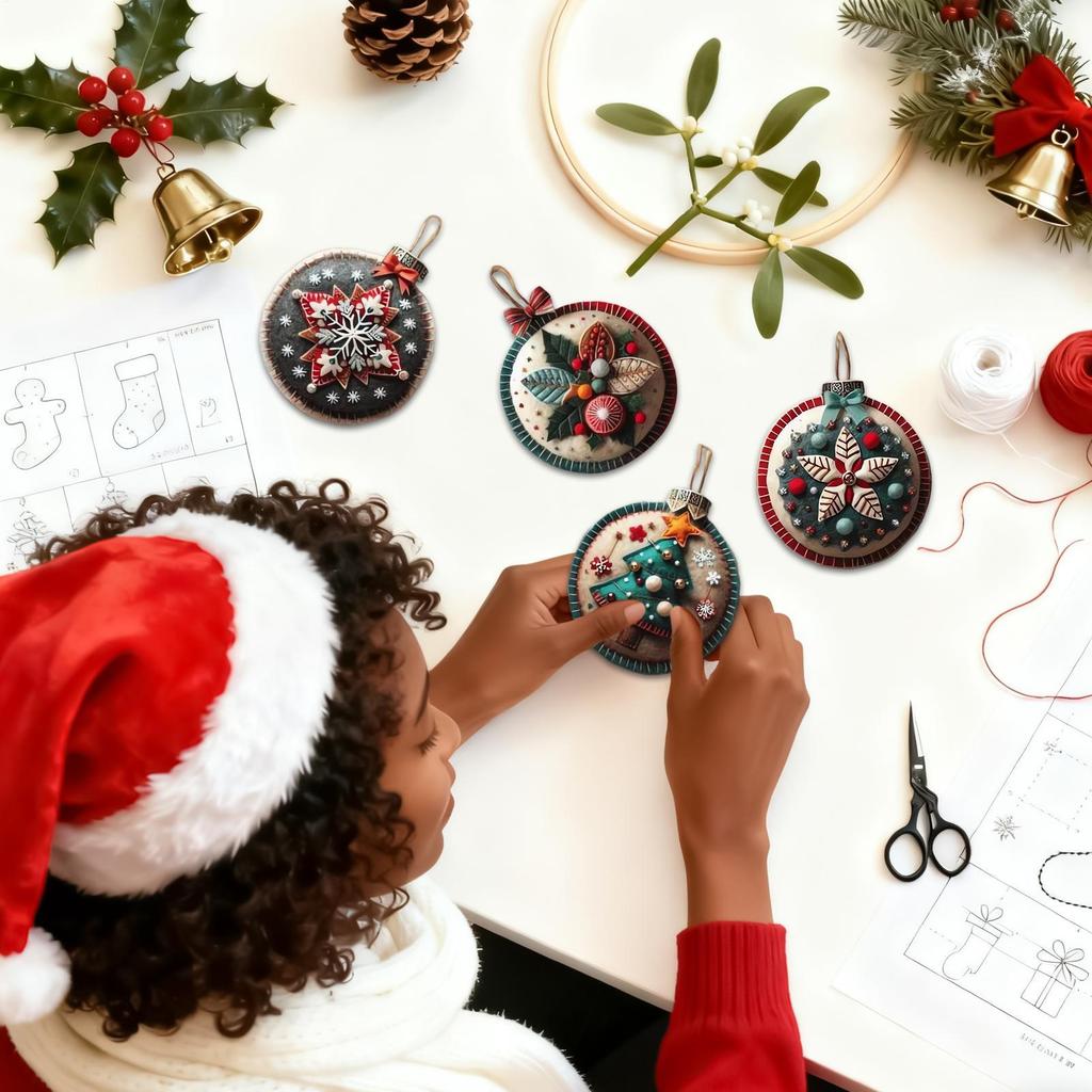 Felt Christmas Ornament Kits Patch Work Craft Project Reusable Christmas Ornament Kits To Make for Embroidery Decorating Holiday