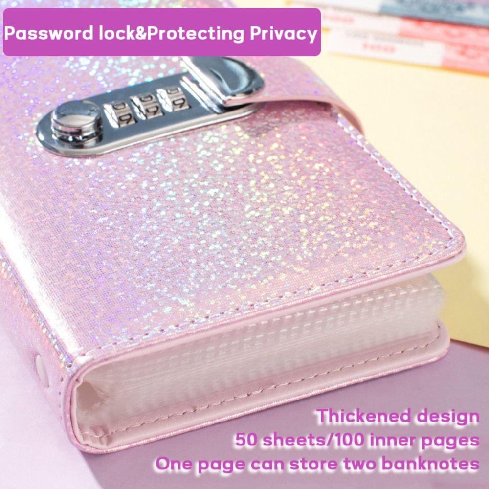 With Password Lock Saving Money Notebook PU Leather Budget Saving Book