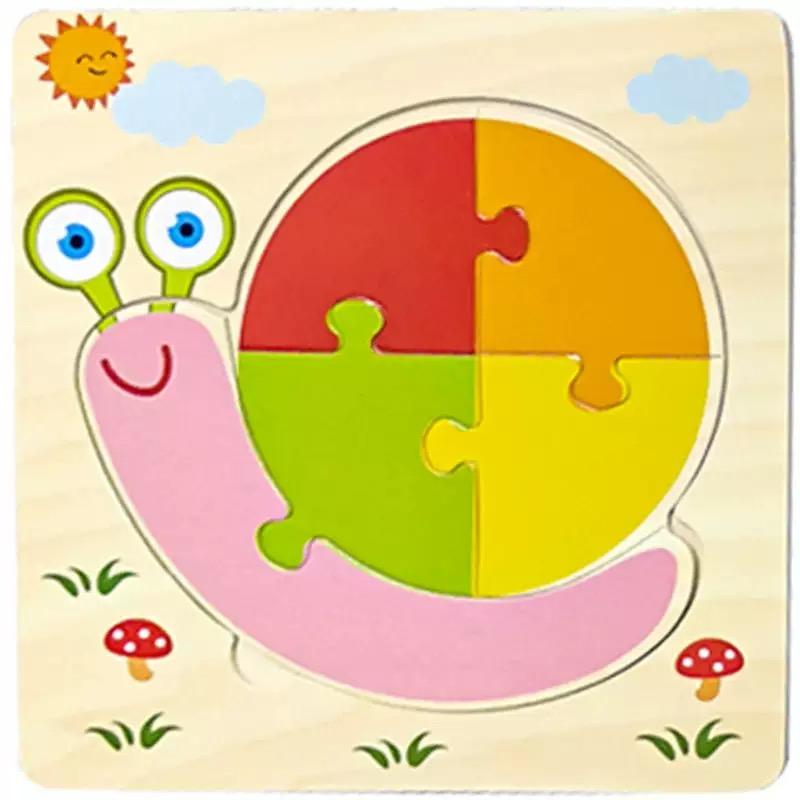 Non-Toxic Wooden 3D Puzzles Tangram Shapes Learning Educational Cartoon Animal Intelligence Jigsaw Toys For Children Gift