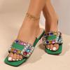 Colorful flat-bottomed slippers women's rhinestone pearl decoration large size women's cool slippers