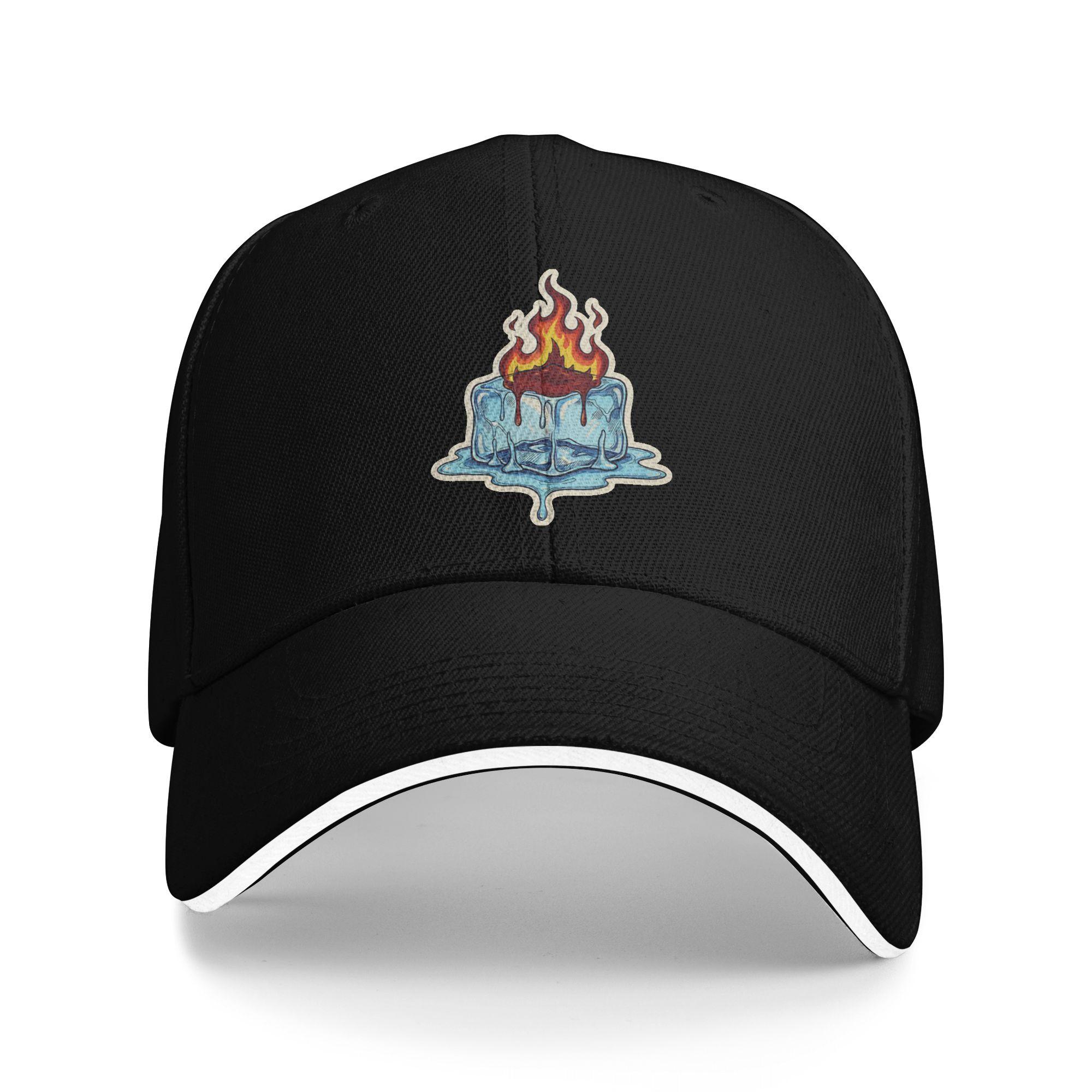 

Fire Ice Out Sun Baseball Cap Spring Fitted Retro Trucker Hat For Female Male Hunting Camping Baseball Caps As Picture чёрный