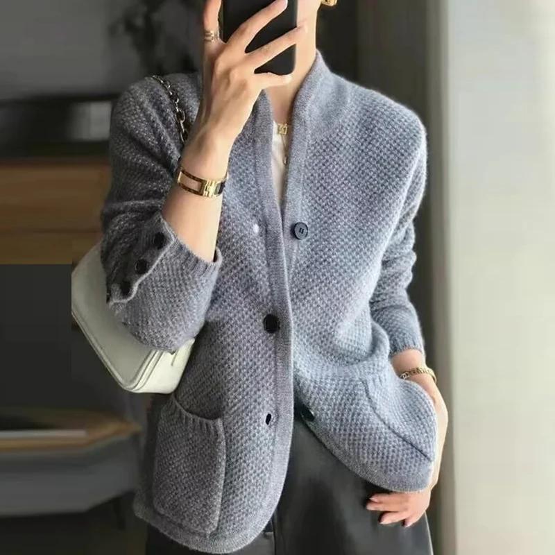 Women Autumn Winter Sweater Jacket Women Long Sleeve Outerwear Ladies Sweater Button Coat Women Casual Knitwear XXL 2689₽