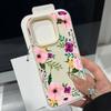 Matte Leather Texture TPU Soft Phone Case For iPhone 16 Pro Max 15 Pro 14 13 12 11 Floral Print Slim Shockproof Bumper Cover
