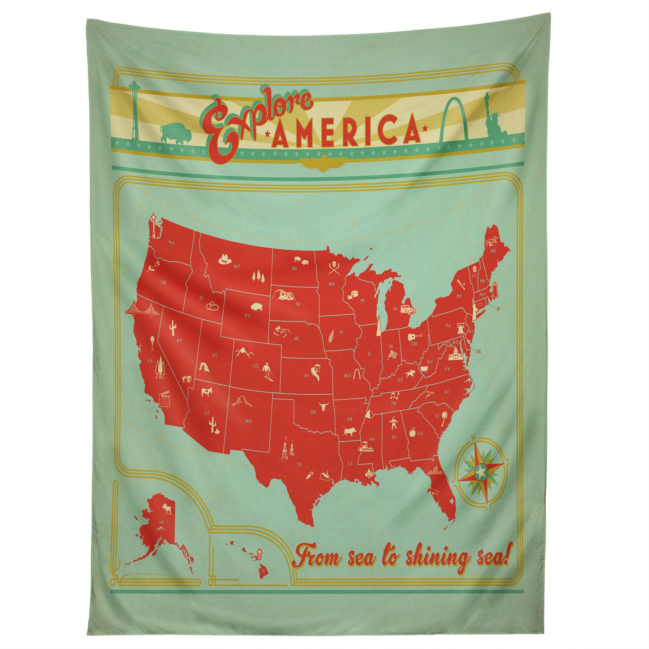 EXPLORE AMERICA tapestry 75x100 чёрный