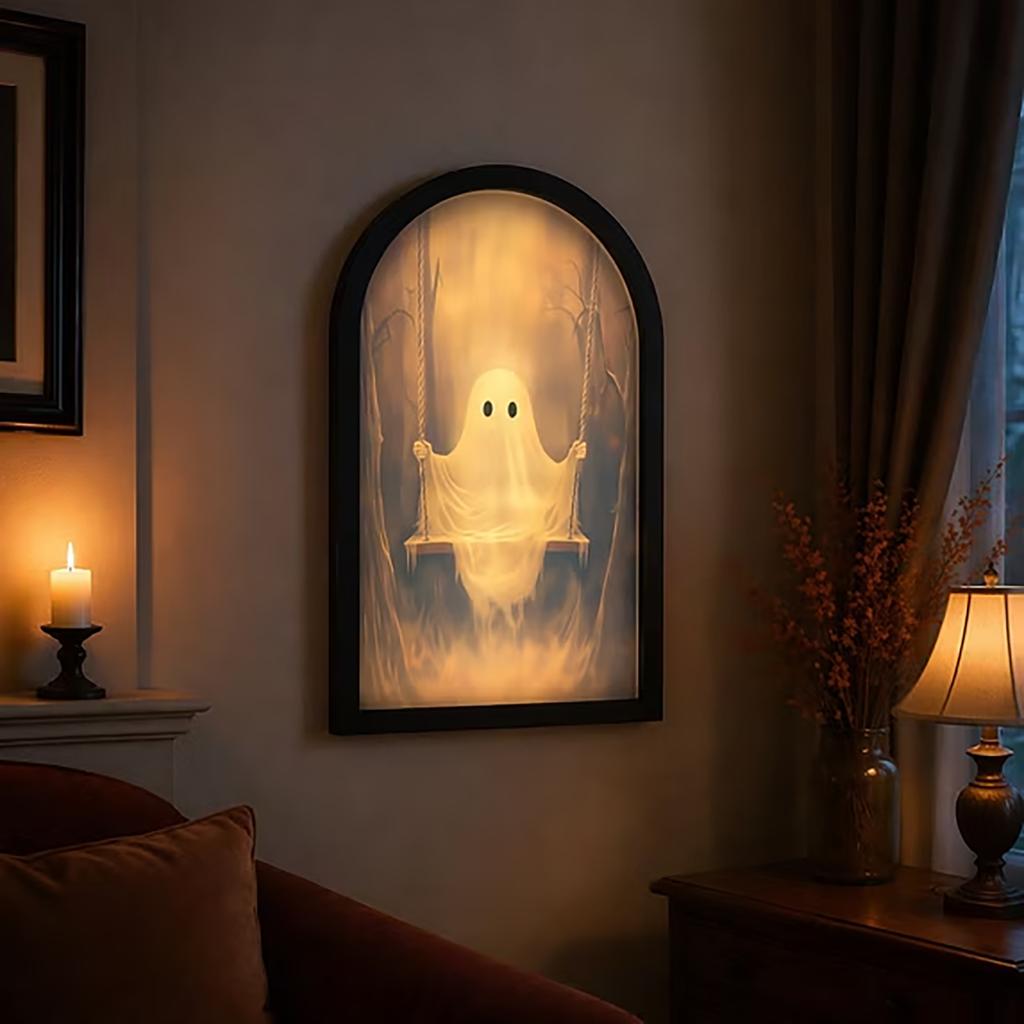 Halloweenowe Świecące Huśtające się Lustro Akrylowa Dekoracja Ścienna na Domową Imprezę