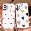 For Samsung Galaxy A53 A52 A32 A22 A21S A50 A70 A31 A51 Heart Love Phone Case Non-Yellowing Transparent Clear Couple Cover Back