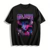 Vintage Girl Dinner Vampire Anime Print T-Shirt Unisex Street Trendy Loose Top Pure Cotton T-shirt