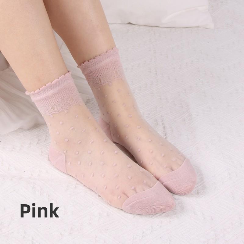 10 Pairs Socks Women Spring and Summer Women's Silk Stockings Summer Thin Lace Socks Crystal Stockings