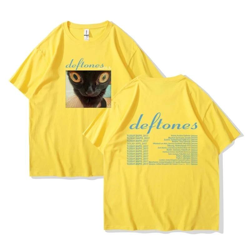 Mode Deftones Around T-Shirt Hip Hop Rockband The Fur Tour Band Konzert Katze Grafik T-Shirts Dicke Baumwolle Übergroßes T-Shirt