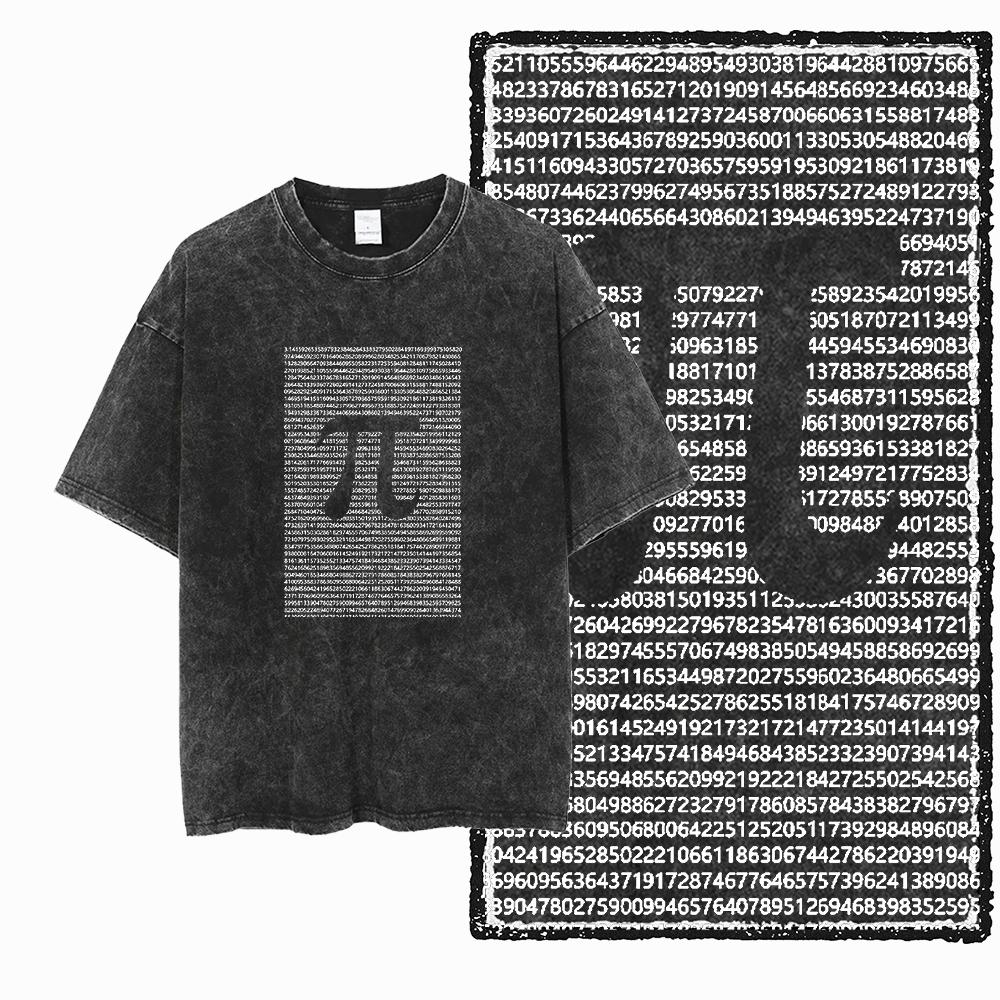 SC MATH THEME PAI Printed Cotton Acid Washed Exclusive Graphic Unisex T Shirt Cool Streetwear Men Tshirts Big Size Tee for men