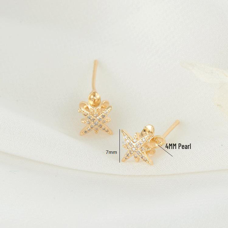 

Серьги из серебра 925 пробы в виде восьмиконечной звезды с жемчугом и бриллиантами для женщин