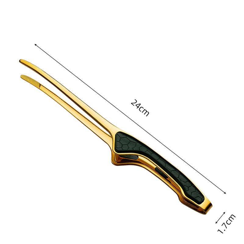 LMETJMA Stainless Steel Grill Tongs Patelai Korean and Japanese BBQ Tongs Non Slip Food Tongs Kitchen Self-Standing Tongs JT502