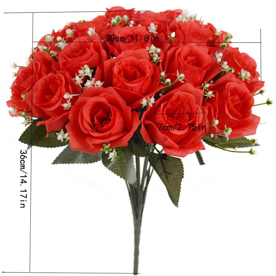 Bestseller 18-teiliges handgefertigtes weiches Seiden-Künstrosen-Bouquet Moderne langlebige Hochzeits-Heimdekoration Valentinstag Fabrik