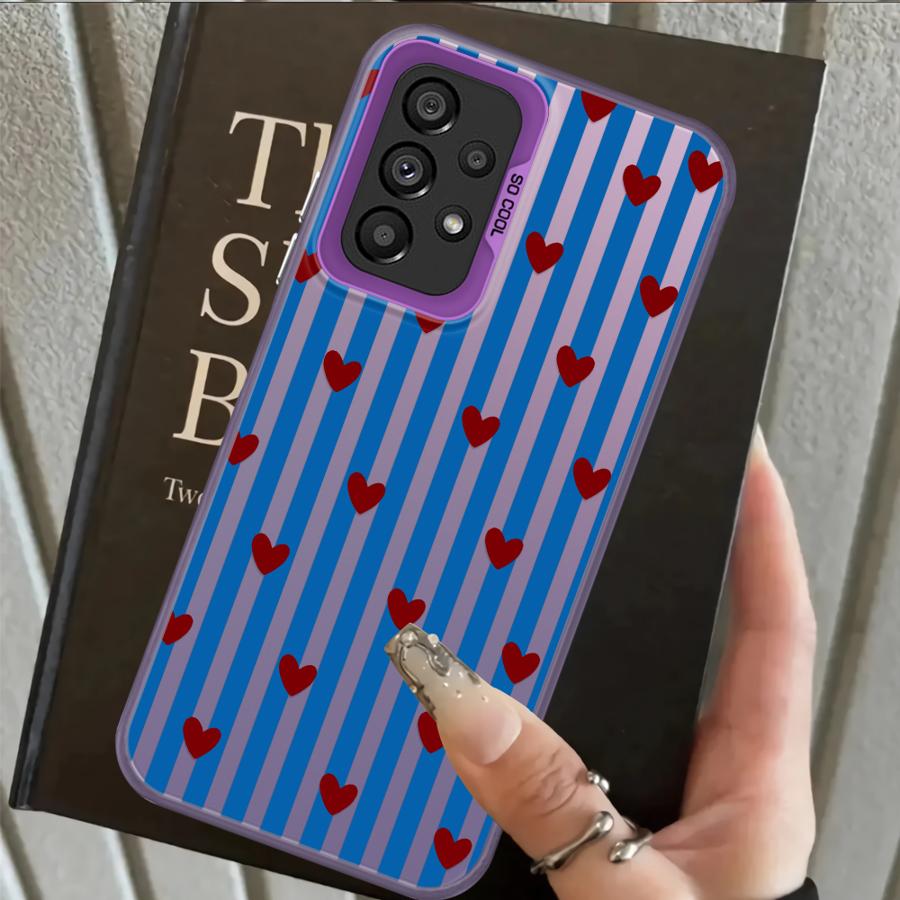 Case for Samsung Galaxy A12 A26 A13 A14 A17 A20s A31 A24 A25 A21s A23 A34 A15 A16 A35 Phone Cover Stripe Love Heart