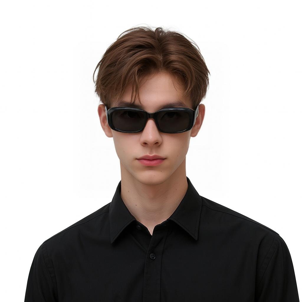 Saint Laurent Logo Rectangular Sunglasses Unisex Sunglasses Black SL809001