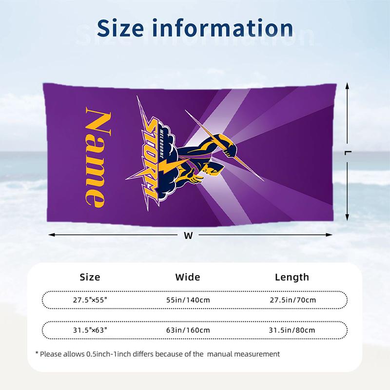 Melbourne Storm Custom Name Printed Beach Towel Personalized Soft Towel For Swimming Beach Travel