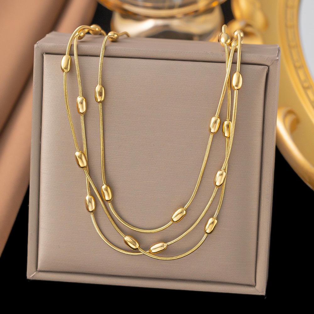 Minimalist Luxury Titanium Steel Necklace Cold Elegant Long Layering Jewelry Durable Colorfast