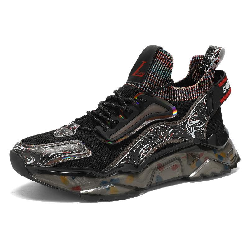 Autumn national sports shoes printed outsole ultra-light heightening platform running dad shoes large size men's shoes