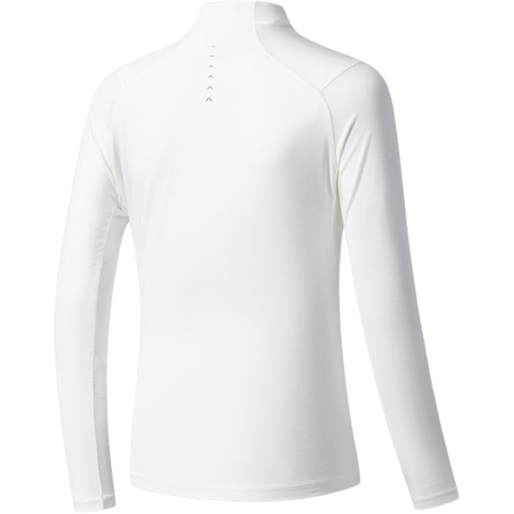 Anta Comfortable Solid Color Stand Collar Moisture Wicking Versatile Long Sleeve Knit Shirt Women Tops Paper-White 162520402-1