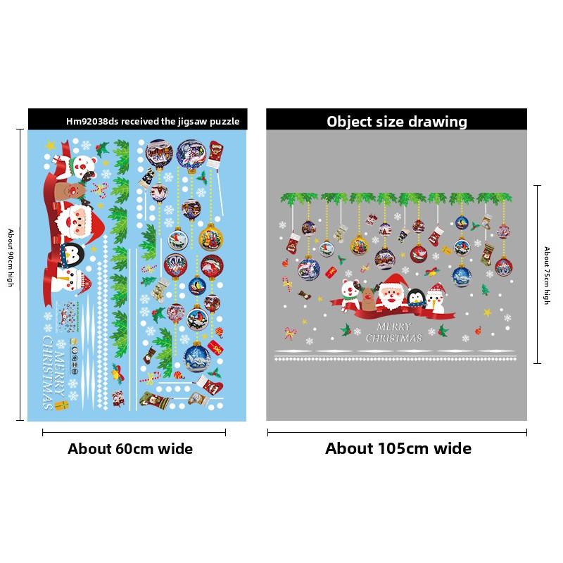 

Santa Claus Electrostatic Sticker Window Display Festive Scene Decoration, Penguin Glass Door, Snowman Stickers