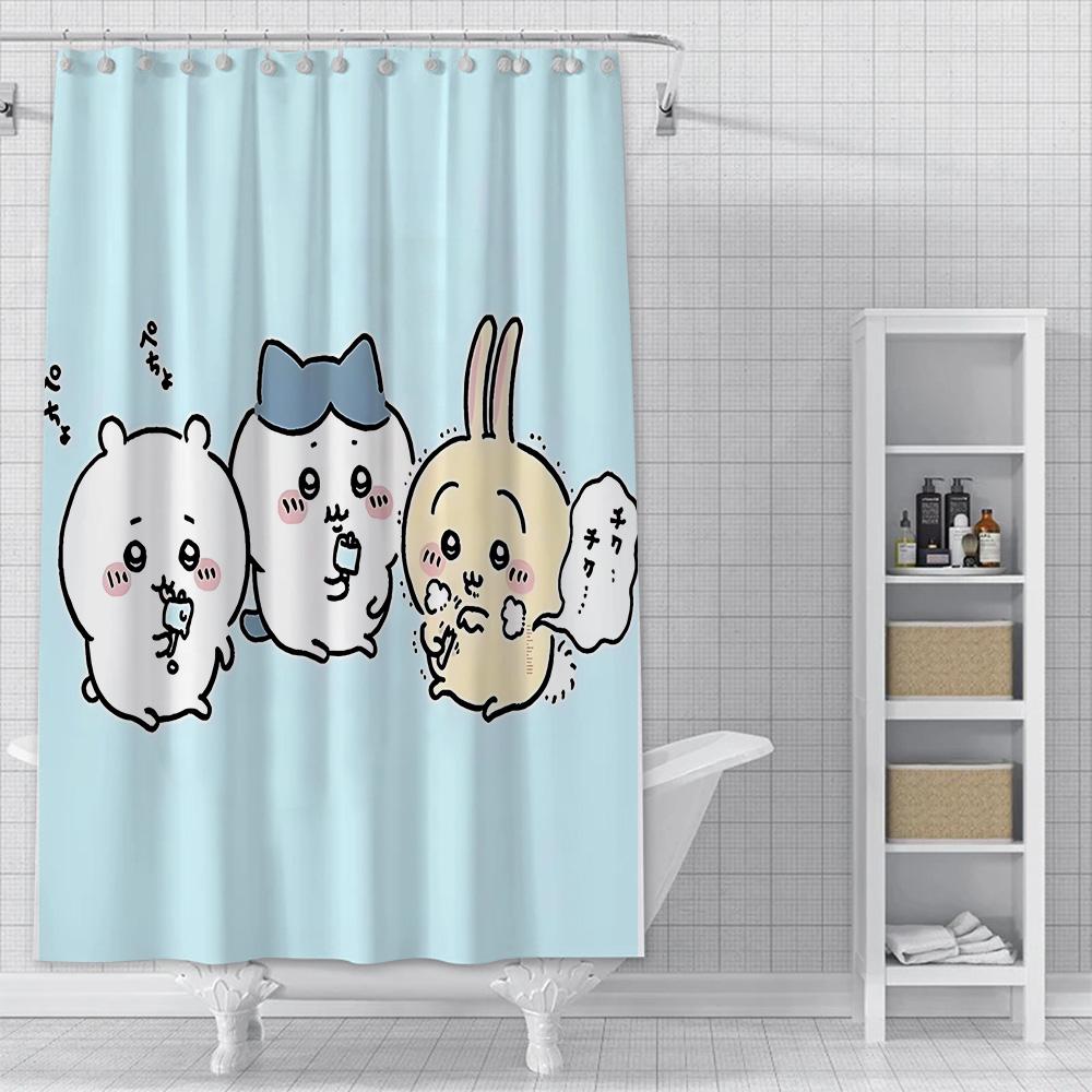 Shower Amine Chiikawas Curtain Waterproof Polyester Fabric Paint Colorful Bath Curtains Home Bathroom Decor Curtain With Hook