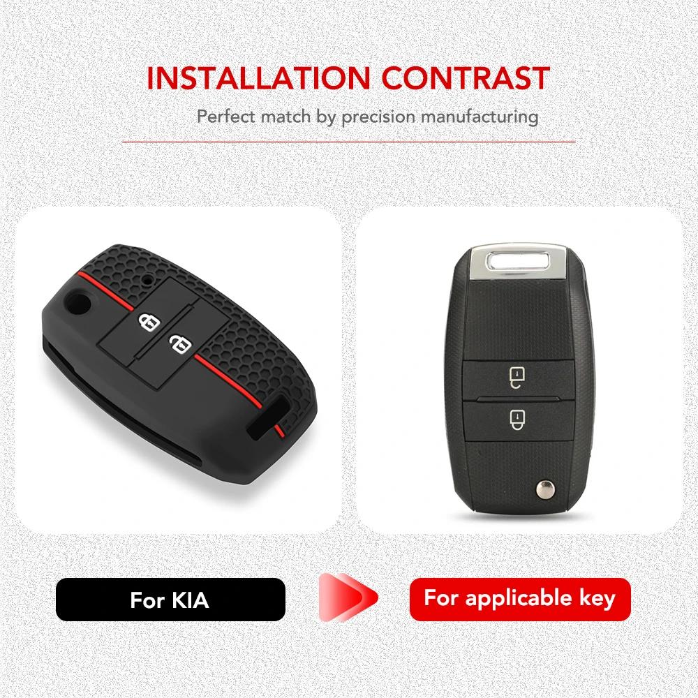 Silicone 2/3/4BT Flip Remote Car Key Shell For Kia Carens Ceed Rio Sportage Optima Sorento Cerato Soul Forte Seltos Fob Housing