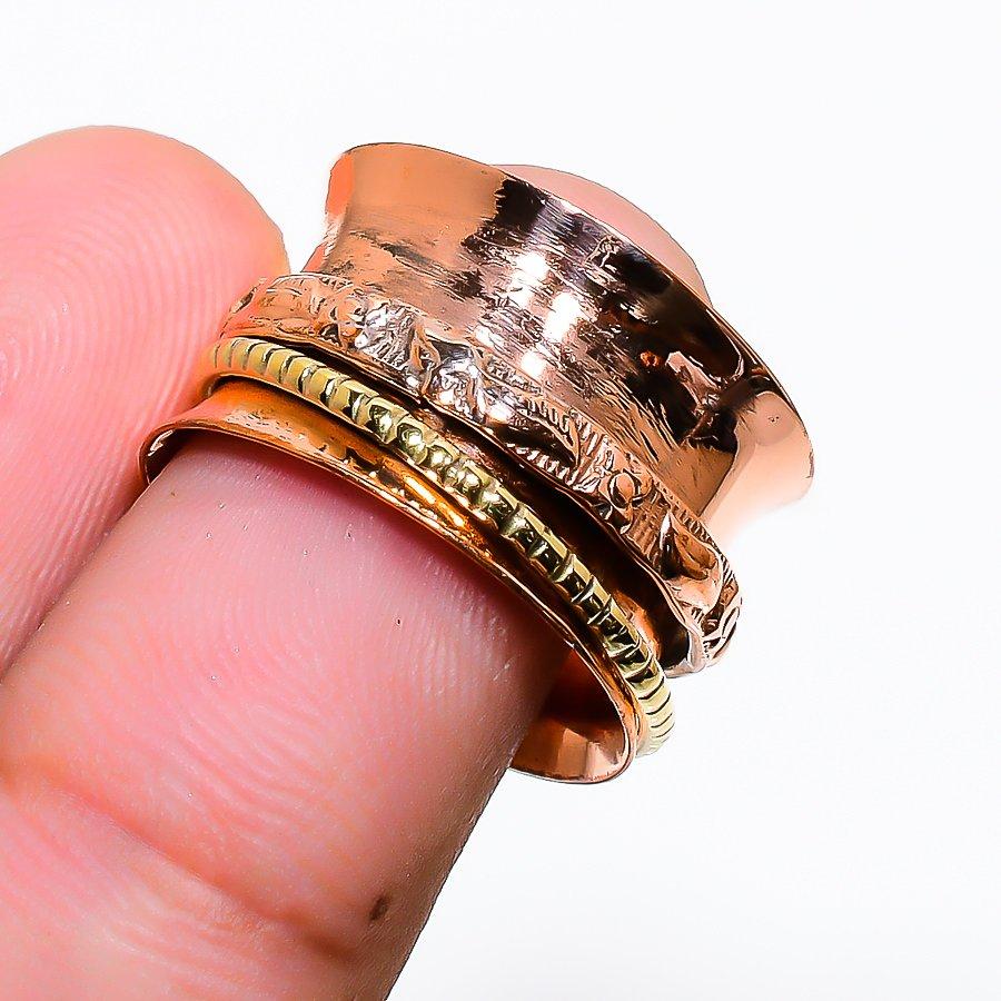 

Натуральный спиннер для медитации, медное подарочное ювелирное кольцо ручной работы, размер 5,5, B0V76