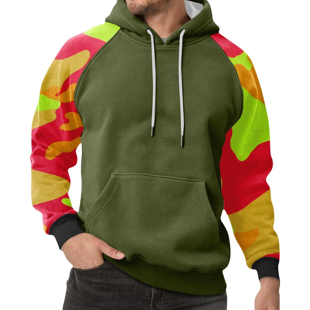 Erkek Kamuflaj Sweatshirt Kapüşonlu Erkek Spor Büyük Beden Günlük Sweatshirt