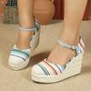  bohimian espadrilles round toe wedges ankle strap sandals heel platform shoes women sandals pumps comfort csaual
