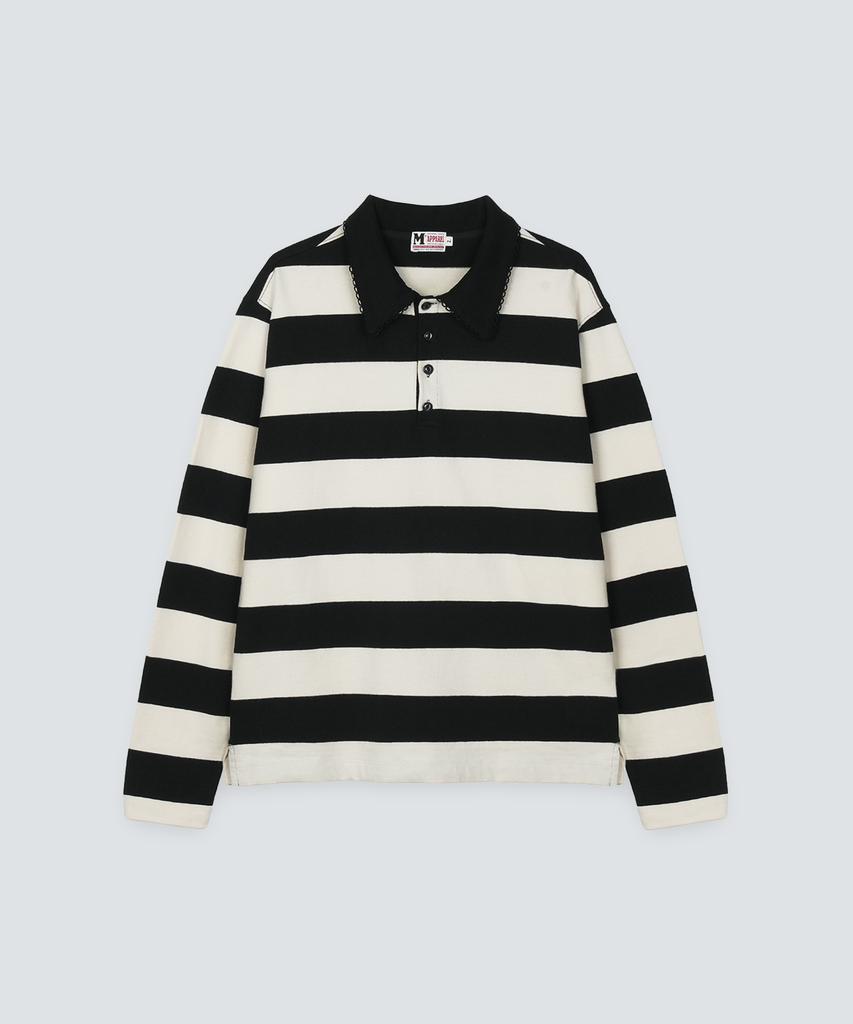 MURRA Salon Striped Rugby Shirt _ Black