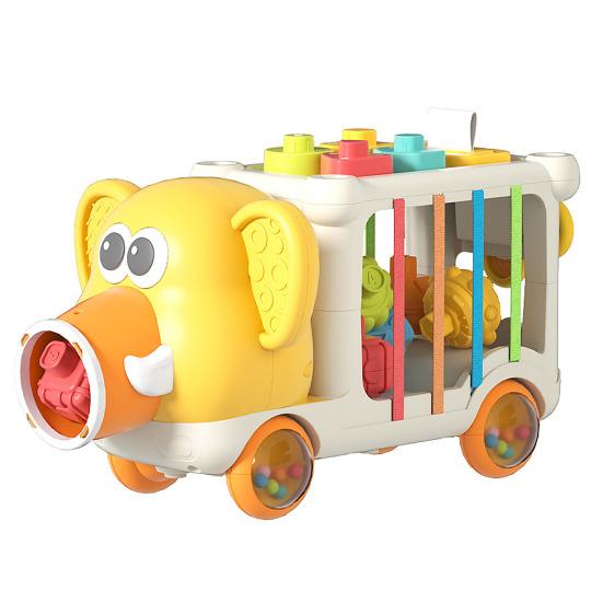 Cartoon Elephant Truck Toy Shape Sorting Matching Color Cognition Stacking Fine Motor Skills Busy Cube Sensory Toy Toddlers Boys
