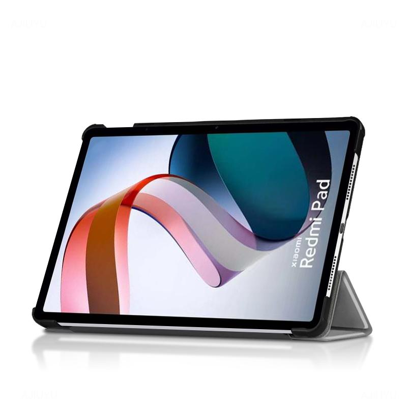 

For Xiaomi Redmi Pad PU Leather Tablet Case Adjustable Tri-Fold Stand Shockproof Protective Case Grey
