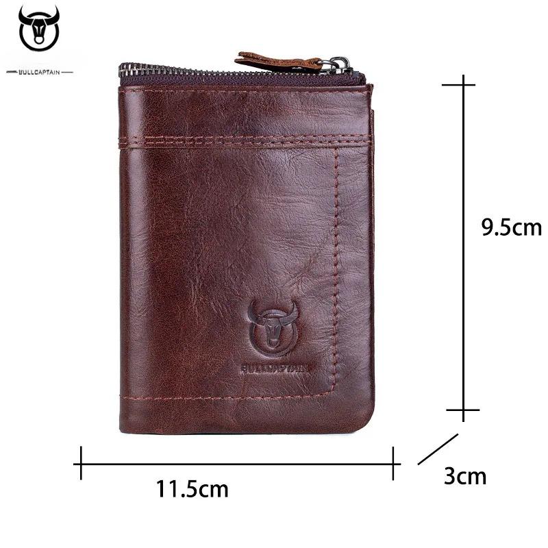 100% Genuine Leather and Cowhide Men's Short Multi-functional Card Holder with Anti-theft Brush Lining, Casual Business Pocket Wallet