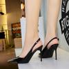 Fashion Super High Heels Women's Metal Pointed Back Hollow Thin Heel Women's Shoes Hollowed Out Back Strap Single Shoe