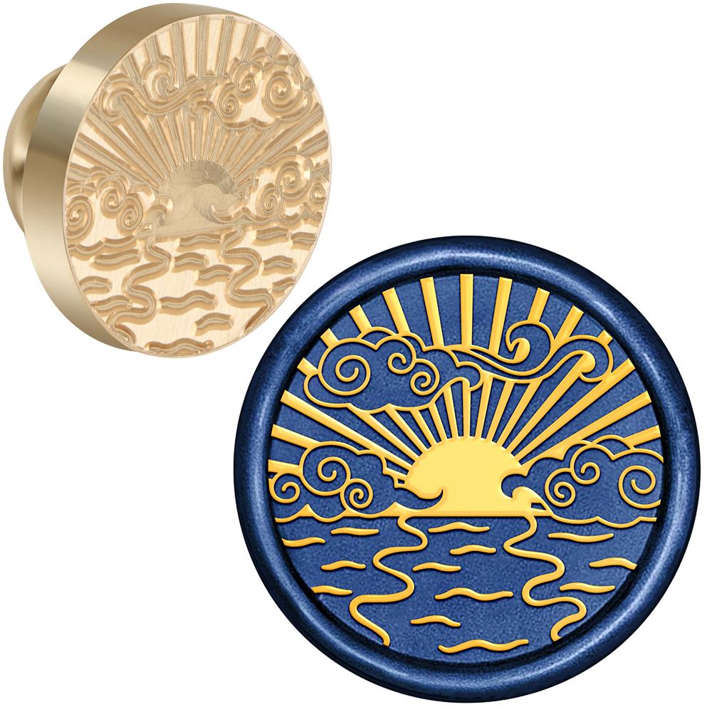 Moon and Sun Theme Wax Seal Stamp Head Auspicious Clouds Removable Sealing Brass Stamp Head Olny for Creative Gift Envelopes