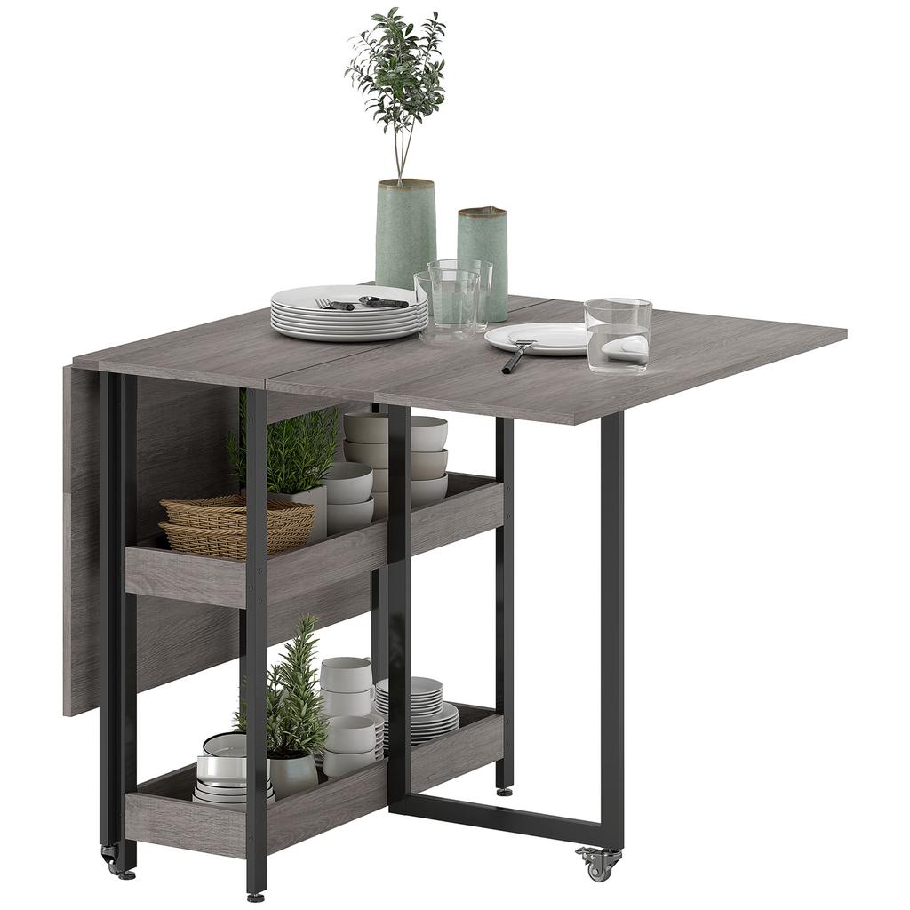 Four-Person Drop Leaf Table - Grey Wood-Effect